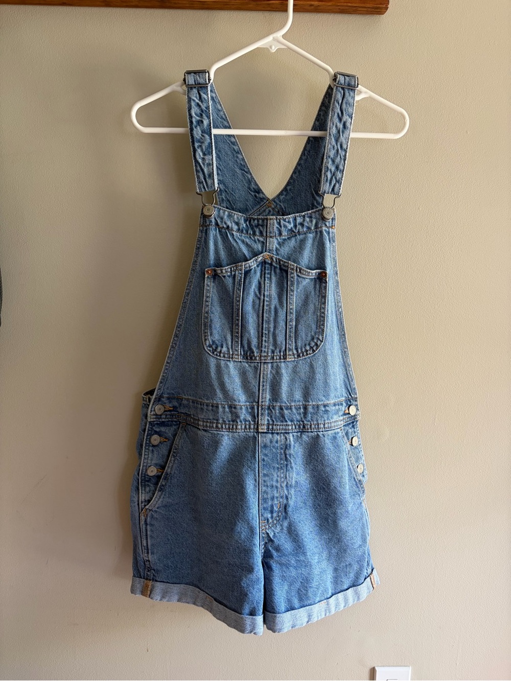 Classic Blue Denim Women’s Overall Shorts